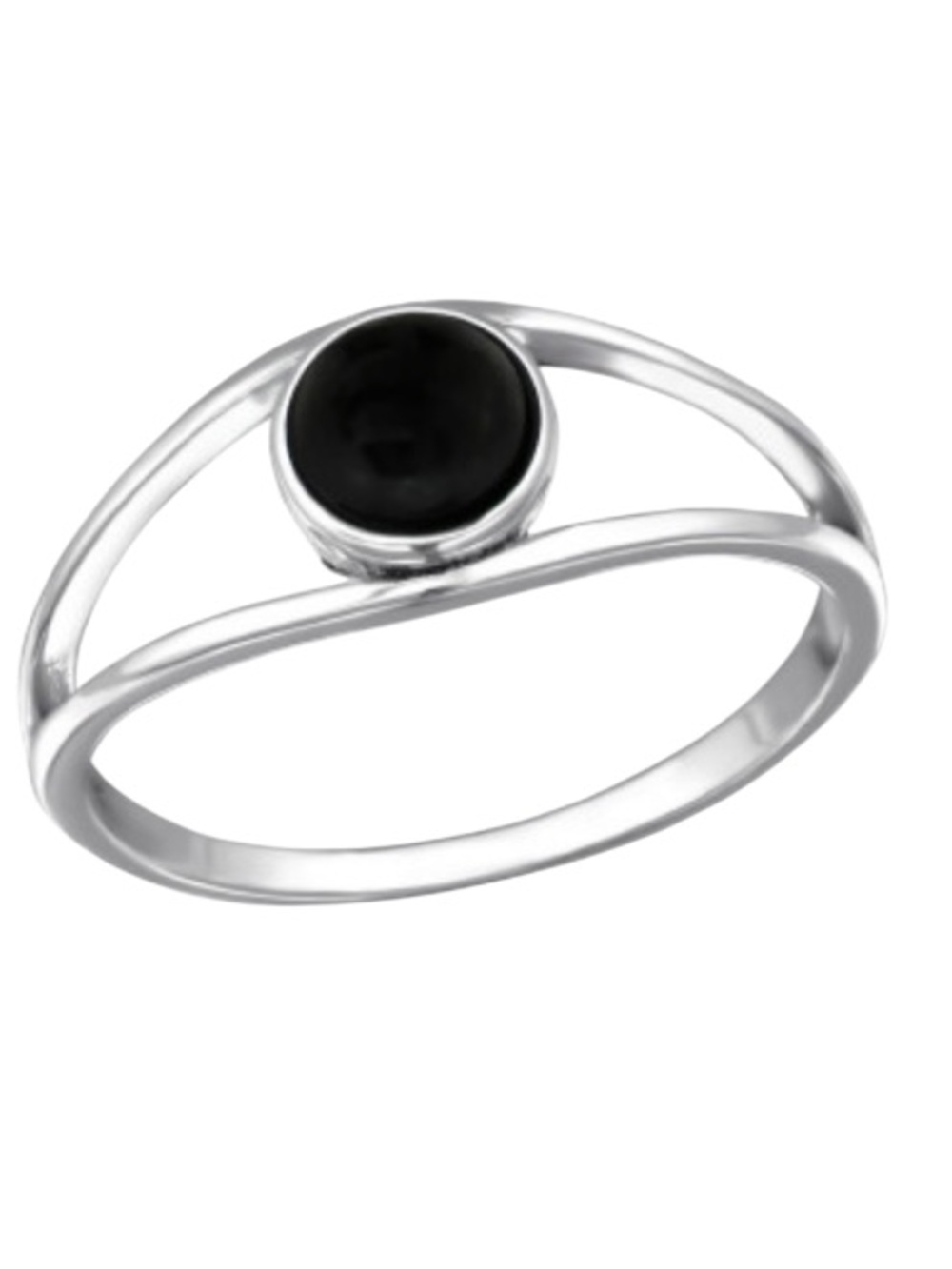 Sterling Silver Double Line Precious Natural Stone Ring